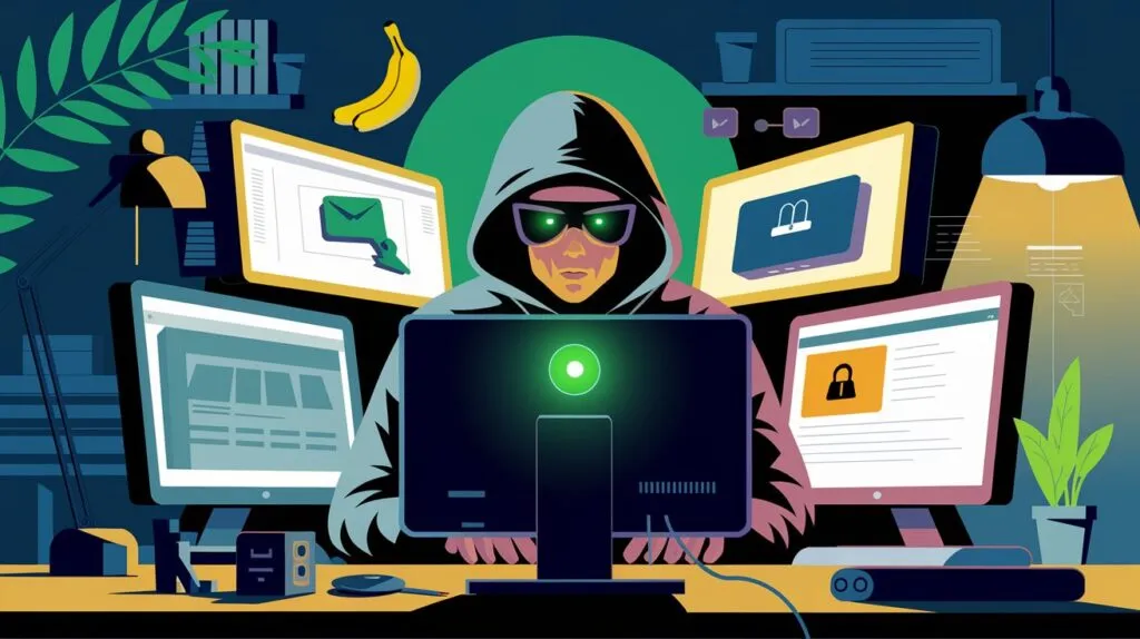 An Illustration Of A Hacker Using Social CcqAQikjT5 JGbhVF25zWg 0e QhRQwSs6Haw6E7s1Zgw